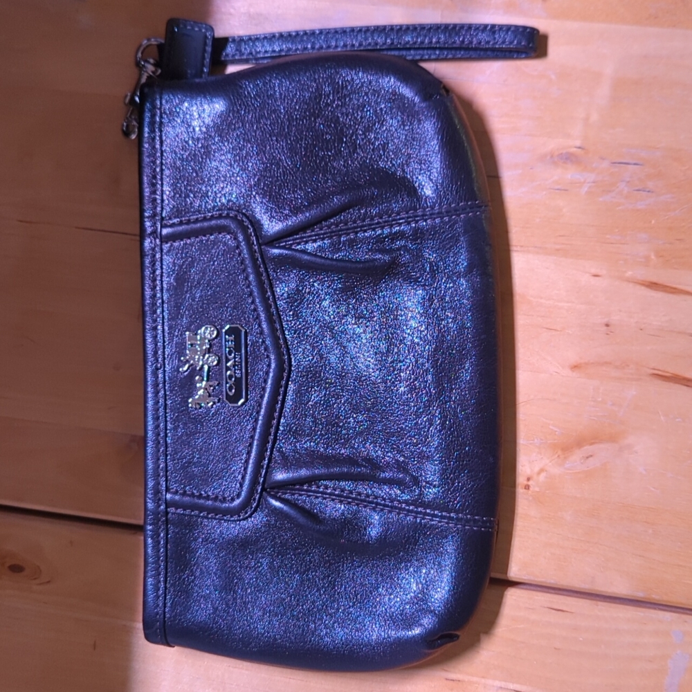 Coach Wristlet Clutch Black Patent Leather
